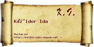 Káldor Ida névjegykártya