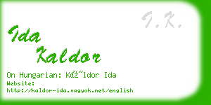 ida kaldor business card